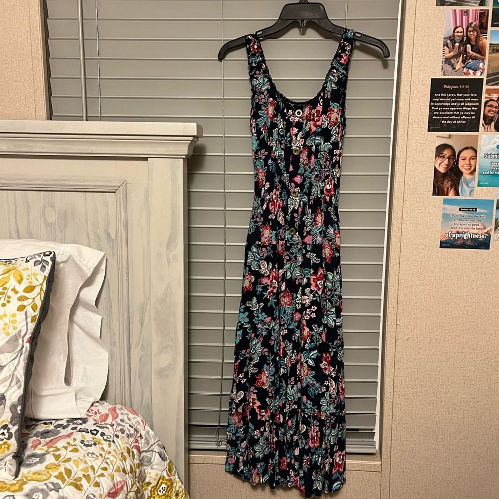 Used navy blue Lapis midi dress, size S